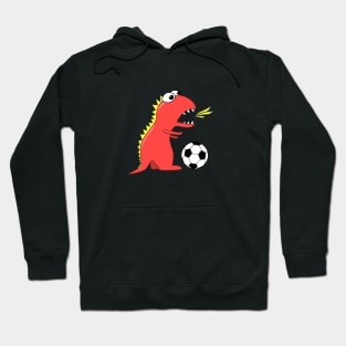 Cartoon Dinosaur Playing Soccer Hoodie